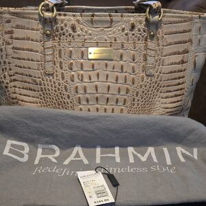 Brahmin Cream Crocodile Embossed Tote